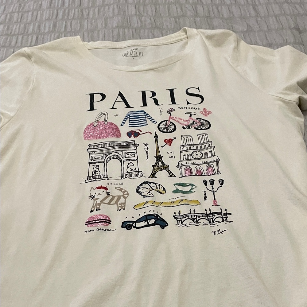 J. Crew Cream Collector Tee with Black Print